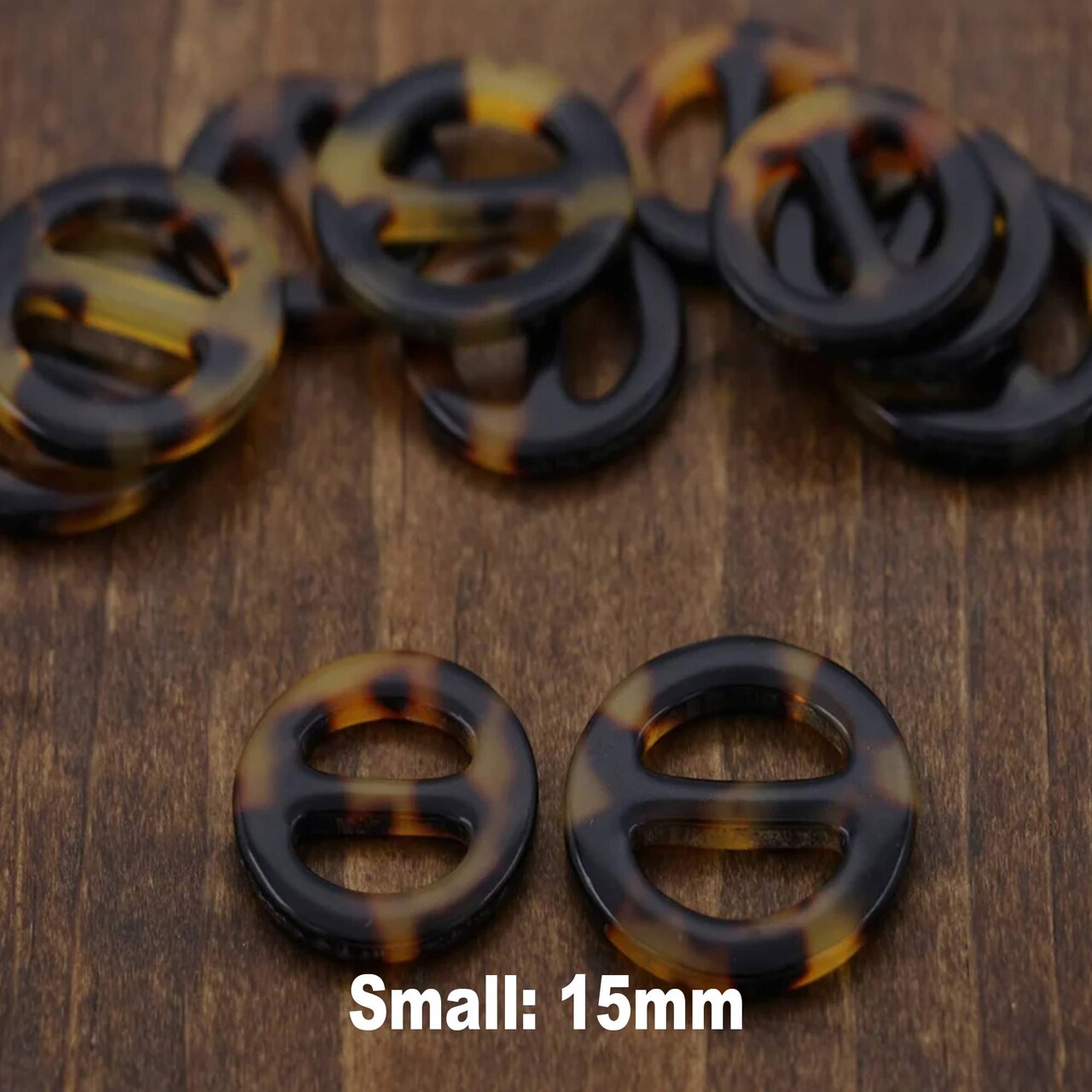 4 Pieces Brown Plastic Round Slider Buckle for Accessories Small 15mm Tortoise Hardware